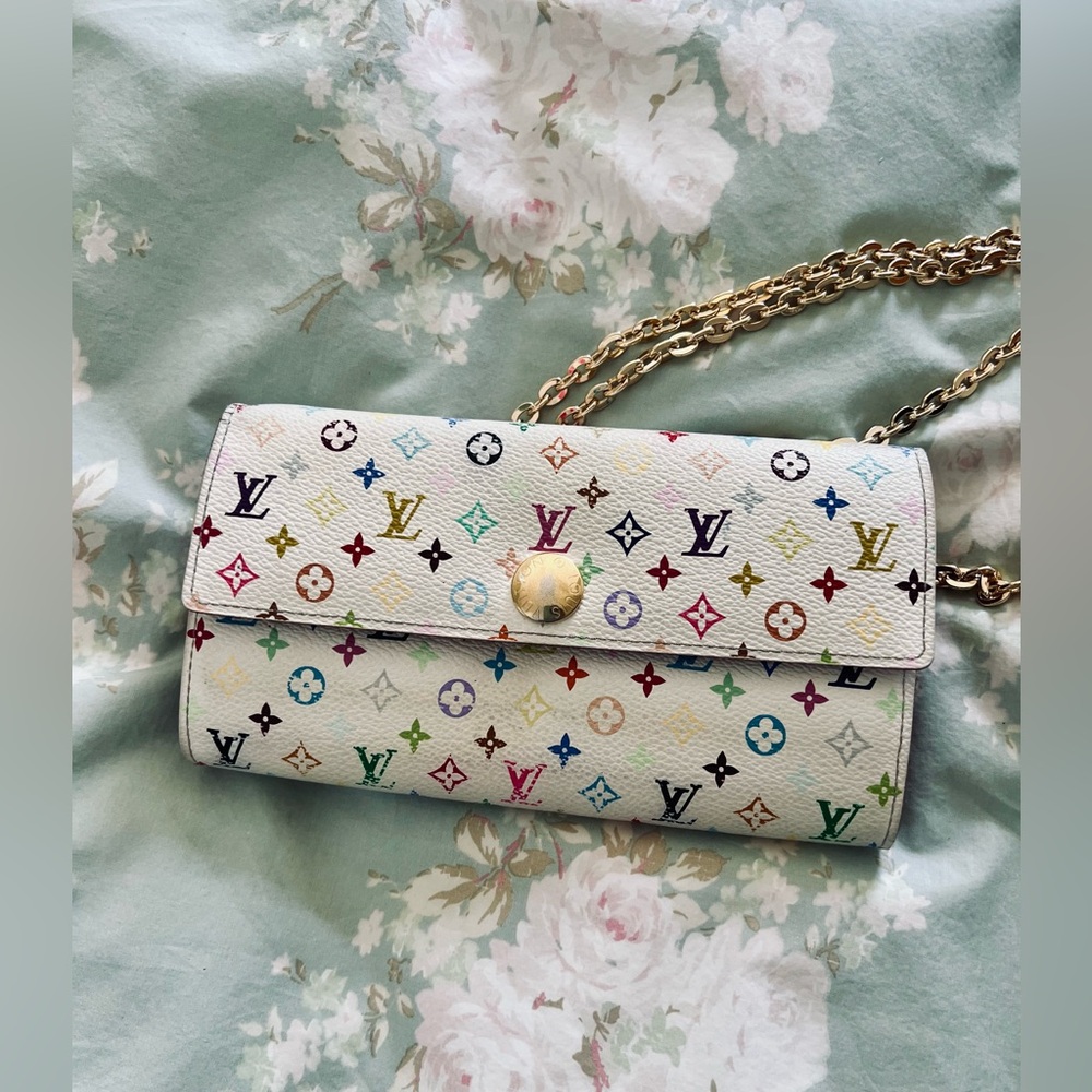 Louis Vuitton Multicolor Monogram Wallet with Gold Chain